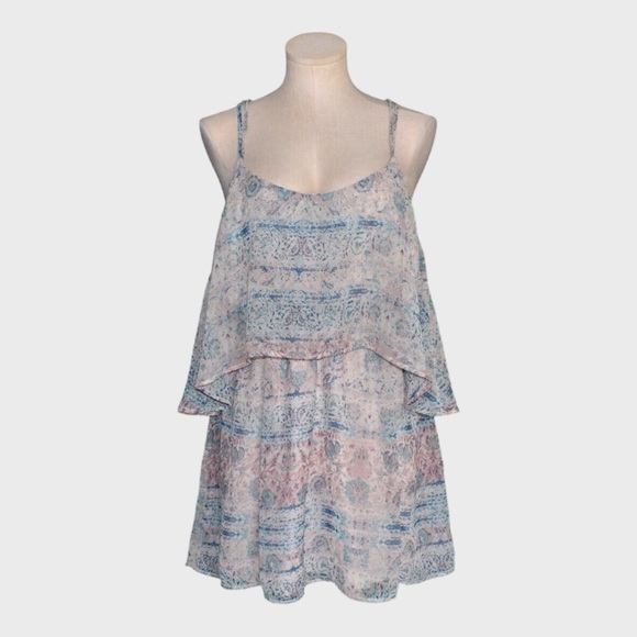 Ecote Boho Print Layered Strappy Back Mini Dress Multicolor - Picture 6 of 6